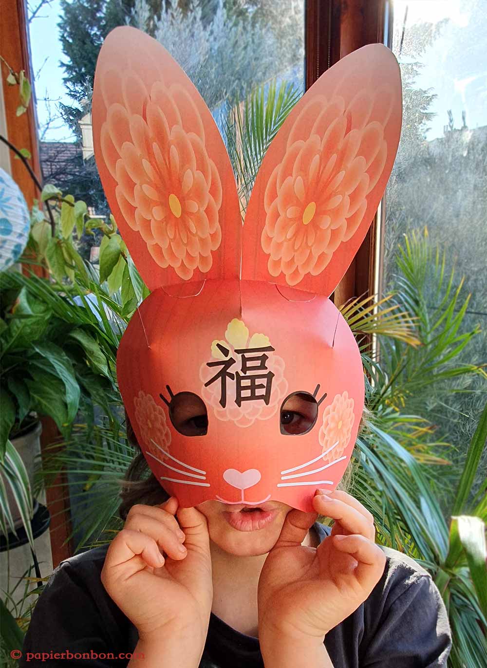 printable rabbit mask for chinese new year - papier bonbon